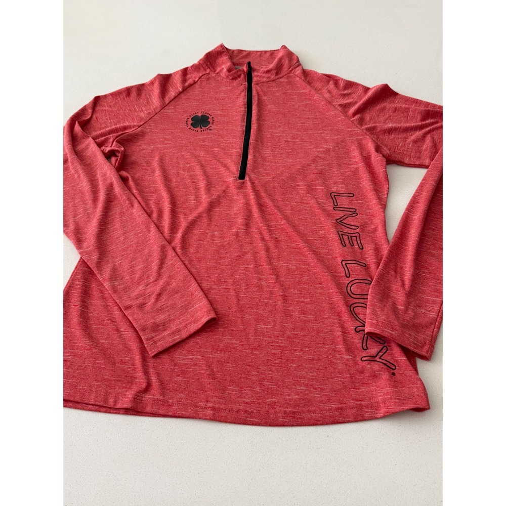 Black Clover Live Lucky Womens Red Heather Quarter Zip Pullover Size Medium